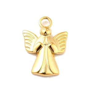 Engel 1 Anhänger Edelstahl 18k (IP) vergoldet Charms DIY Schutzengel #S844 - Bild 1 von 4