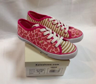 Niñas Nuevo XOLO Cheetah Rosa Tostado Marrón Funky Zapatillas con Cordones Zapatos Niños Jóvenes 5 Foto 1 de 4