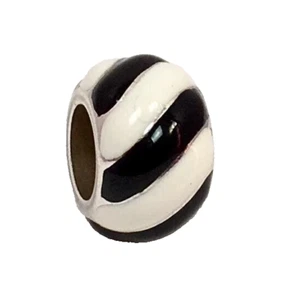 Brighton Candy Stripes Black and White Bead, J98371, New - Picture 1 of 1