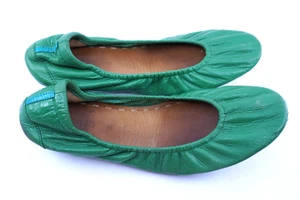 Corbatas Mujer Talla 11 Verde Esmeralda Ballet Planas Plegables Cuero Zapatos Cómodos - Imagen 1 de 9