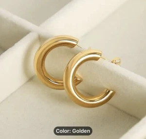 18K Real Gold Layered Hoop Earrings ( Anti-tarnish, Sweat-proof, Skin Safe) - Picture 1 of 7