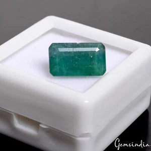 Natural Zambian Green Emerald 4.35 Ct Certified Ring Size Gemstone Emerald Cut - Picture 1 of 7