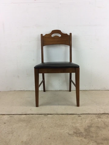 Mid Century Modern Walnut & Black Vinyl Desk Chair Cover