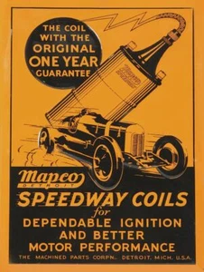 MAPCO DETROIT SPEEDWAY COILS 16" HEAVY DUTY USA MADE METAL AUTO ADVERTISING SIGN - Picture 1 of 1