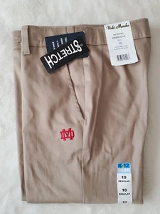 NWT Mater Dei School Uniform Khaki Slender Pants Girls 10 Regular Vicki Marsha - Picture 1 of 12