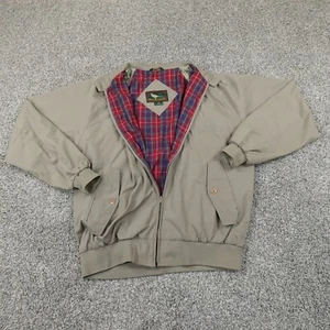 VTG Field Stream Jacket Mens LT Large Tall Beige Plaid Lined Windbreaker Bomber - Picture 1 of 18
