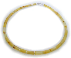 Hals Kette echter Bernstein hell aus der Ostsee Collier Halskette Damen Zylinder - Picture 1 of 3