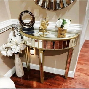 NEW Mirrored Glass Console Table Bedroom Vanity Desk Living Room Modern Entryway - Picture 1 of 13