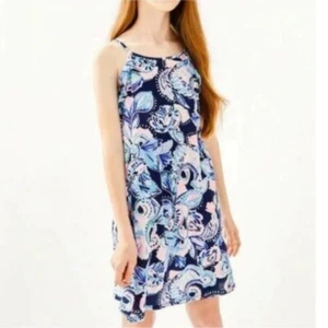 Lilly Pulitzer Girl’s Mini Billie High Tide Navy Sleeveless Beach Dress XL - Picture 1 of 7