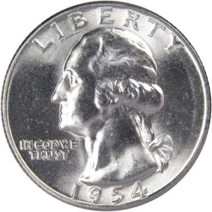 1954 S Washington Quarter BU Uncirculated Mint State 90% Silver 25c US Coin - Picture 1 of 2