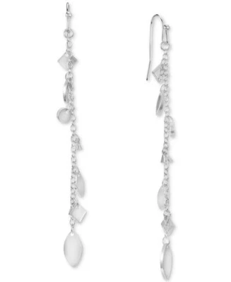 NUEVO ESTILO & CO PLATA BLANCO MULTI CUENTAS TEMBLOROSAS LINEALES PENDIENTES 3" NUEVO CON ETIQUETAS Foto 1 de 4