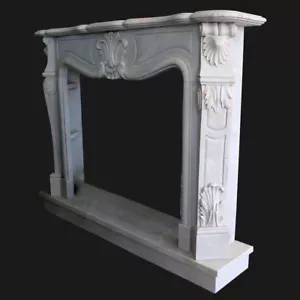 Camino Mármol Blanco Marco de La Estilo Clásico White Marble Classic Fireplace / - Bild 1 von 2