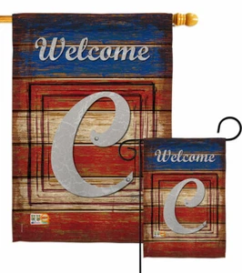 Patriotic C Initial Garden Flag Americana Decorative Gift Yard House Banner - Picture 1 of 19