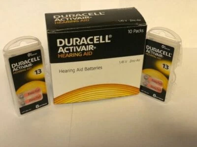 Nuevas pilas para audífonos Duracell Activair tamaño 13 Exp01-2029 8 a 160 pilas Foto 1 de 3