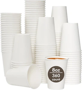 360 Count 8 Oz Paper Cups, Disposable Paper Coffee Cups 8 Oz,Hot Beverage Drinki - Picture 1 of 12