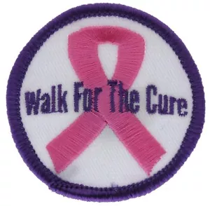 Pink Ribbon Walk For The Cure Cancer Badge 2 inch Patch AVA1230 F3D4Q - Picture 1 of 1