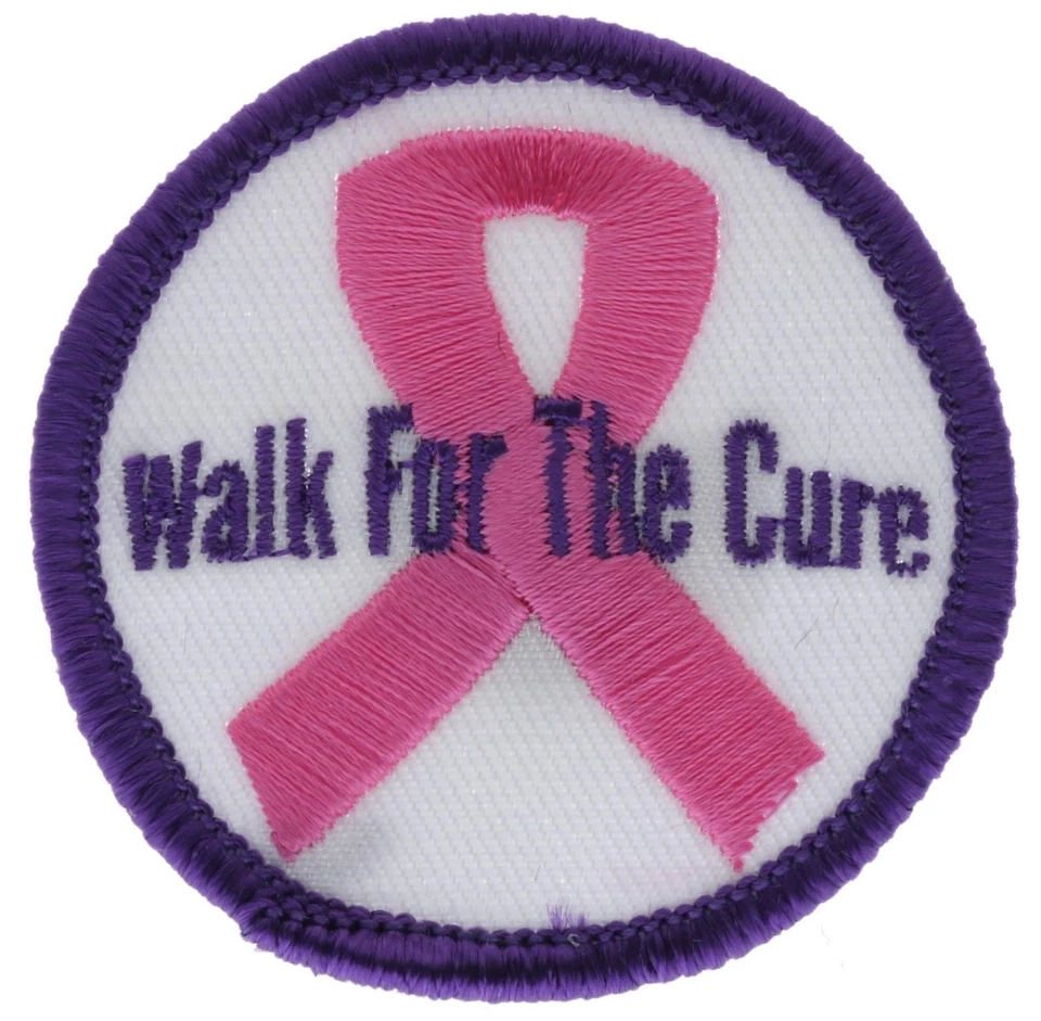 Pink Ribbon Walk For The Cure Cancer Badge 2 inch Patch AVA1230 F3D4Q - Image 1 of 1