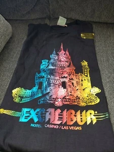 VINTAGE EXCALIBER HOTEL CUSTOM FOIL CASTLE TSHIRT VEGAS NEU UNGETRAGEN GR. L SELTEN - Bild 1 von 11