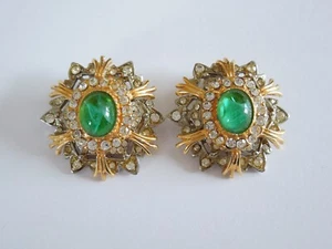 Orecchini a clip eleganti Bijoux Cascio Gablonz con vetro e strass 20 g/2,9 x 2,8 cm - Foto 1 di 3