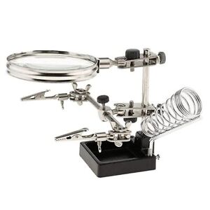 Helping Third Hand Clamp Magnifier soldering Stand 5x Magnifying Glass