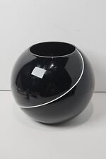 Vtg 7” Black Handmade Pilgrim Glass Round Vase - Spherical MCM Kelsey Murphy?