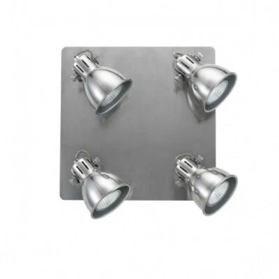 Wofi Halogen Deckenleuchte Gent 4x35W Grau Metall 2700K 200lm Spotquadrat  - Bild 1 von 2