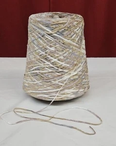 Beige/Tan /Cream Rayon Chenille Variegated 1 lb 9oz. 1300 YPP Cone of Yarn - Picture 1 of 3
