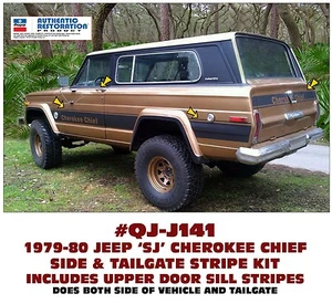 SP QJ-J141 1979 1980 JEEP CHEROKEE CHIEF - SJ - SIDE & TAILGATE STRIPE Licensed - Bild 1 von 1