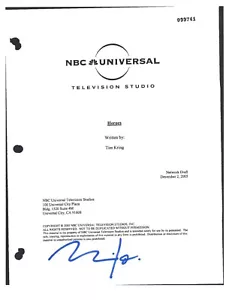 Milo Ventimiglia Signed Autographed HEROES Pilot Episode Script COA - Picture 1 of 1