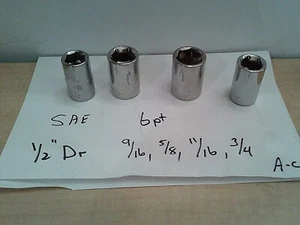 AC CRAFTSMAN 4 pc 1/2 Dr SAE 3/4",11/16",5/8",9/16" 6pt BRAND NEW socket set - Picture 1 of 1