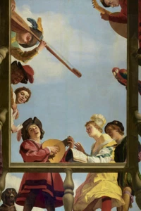 Musical Group on a Balcony | Gerrit van Honthorst | 1622 Renaissance Dutch Print - Picture 1 of 9