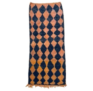 3’3ftx6’10ft Black/orange Handwoven Hand-knotted Wool Area Rug Moroccan Carpet - Picture 1 of 15