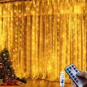 Tenda Luminosa Natale, 3X3M 300 LED Tenda Luci Natale Con Telecomando Tenda Lumi - Foto 1 di 12