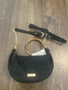 NWT Jessica Simpson Evangeline Hobo Handbag Bracelet Handle Black Snakeskin - Picture 1 of 17
