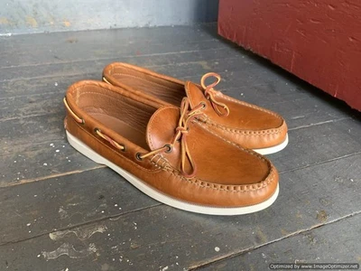 QUODDY Men’s Brown Leather Moccasins Boat Shoes US 11 - Worn once - made in USA - Image 1 of 4