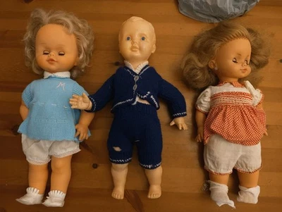  Bambole Vintage Sebino MICHELA CELLULOIDE LOTTO DI 3 - Immagine 1 di 4