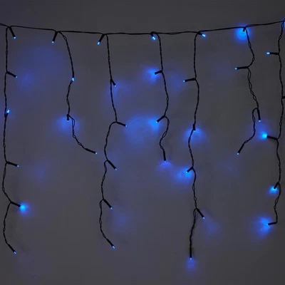 Solar Powered 200 LED Blue Icicle String Lights waterproof christmas decor - image 1 of 2