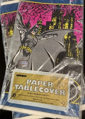 2 manteles de papel vintage 1991 Batman DC Comics fiesta de Unique 54" x 84" NUEVO Foto 1 de 4