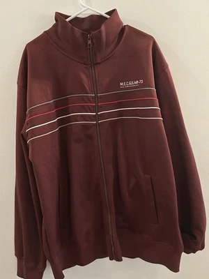 Куртка спортивная Marc Eko покрой и шитье бордовая в полоску мужская 2XL на молнии хлопковая смесь - Изображение 1 из 4