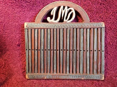 ANTIQUE 1700s WEAVING WOOD TAPE LOOM CARVED SIGNATURE ORIG. PAINT SWEDEN SWEDISH - Image 1 of 4