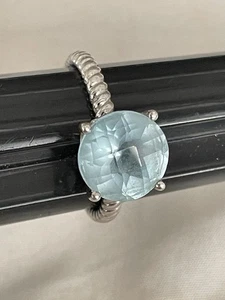 Anillo Esterlina Piedra Azul Diseñador Firmado Talla 7.25 - Imagen 1 de 11
