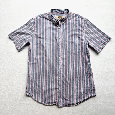 Camisa alta manga corta The Foundry Supply Co para hombre XLT rayas rojas 100 % algodón Foto 1 de 4