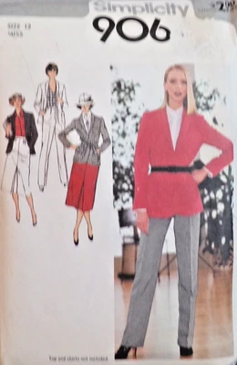 Simplicity Sewing Pattern 9064 Misses Skirt Pants Jacket Belt Size 12 VTG CUT - Image 1 of 4