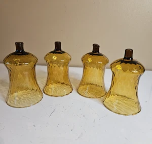 Vintage Homco Bernstein Gold Glas Waben Zapfen Votiv Tasse Kerzenhalter 4er Set - Bild 1 von 3