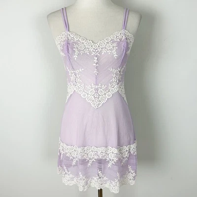 Wacoal Slip Purple with Ivory Lace Soft Girl Feminine Size Medium Women's - Image 1 of 4