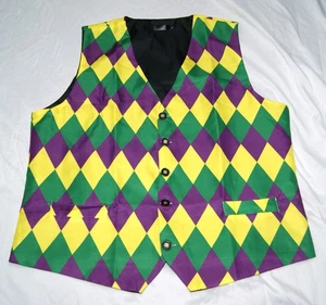 mardi gras novelty suit vest men's 2XL XXL yellow green purple - Picture 1 of 9
