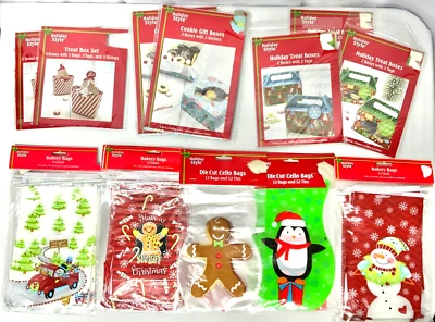 16 Holiday Cookie/Treat Boxes & 72 Die Cut Cello/Bakery Bags Christmas Goodies - Image 1 of 4
