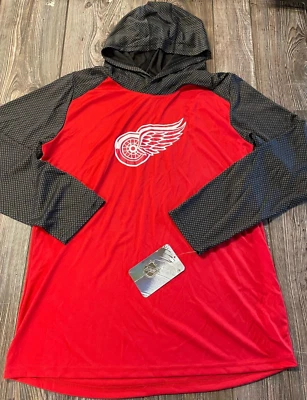 NWT Boys Detroit Red Wings Red & Gray Long Sleeve Performance Hoodie XL 16/18 - Image 1 of 3