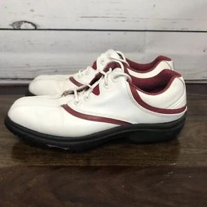Zapatos de golf FootJoy para mujer blancos borgoña 98322 con cordones picos bajos 7,5 M - Imagen 1 de 8