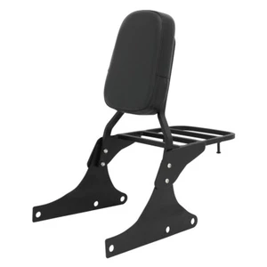 Black Backrest Sissy Bar Luggage Rack For Harley Fatboy Heritage Softail Classic - Picture 1 of 6